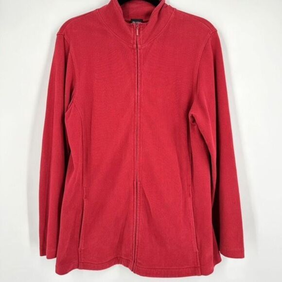 Eileen Fisher Womens Mock Neck Stretch Long Sleeve Zip Up Jacket Red Size Medium - Picture 1 of 8